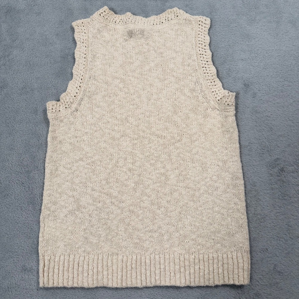 J.Crew Knit Sleeveless Shirt Women XS Ivory Beige Cotton Blend Sweater Shell Top - Picture 2 of 7